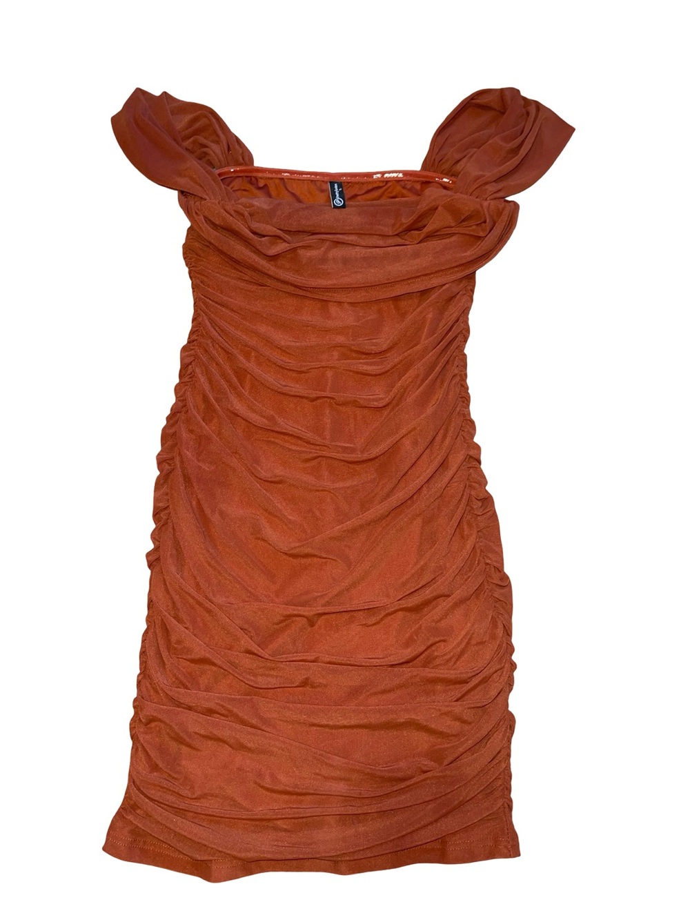 Prettygarden Rust Ruched Off-the-Shoulder Bodycon Mini Dress | Women’s size S - Picture 3 of 6